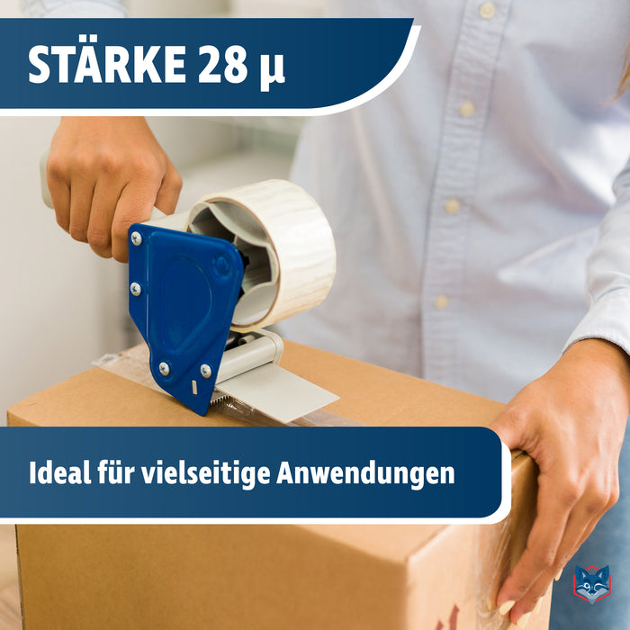 Packband 66 m x 50 mm transparentes Klebeband von VERPACKUNGSFUXX