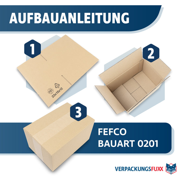 Karton 230 x 150 x 120 mm von VERPACKUNGSFUXX (1-wellig)
