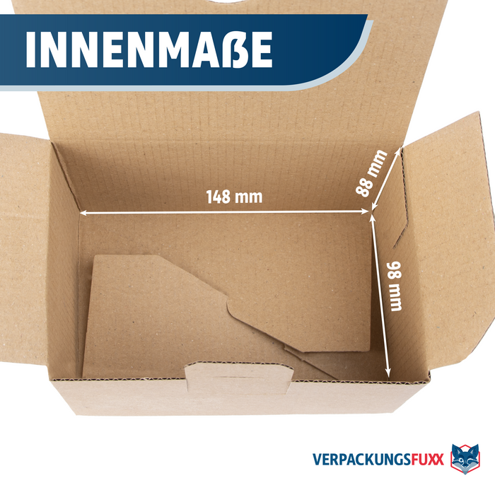 Versandkarton 150x100x90 mm, braun, 1-wellig, mit Automatikboden