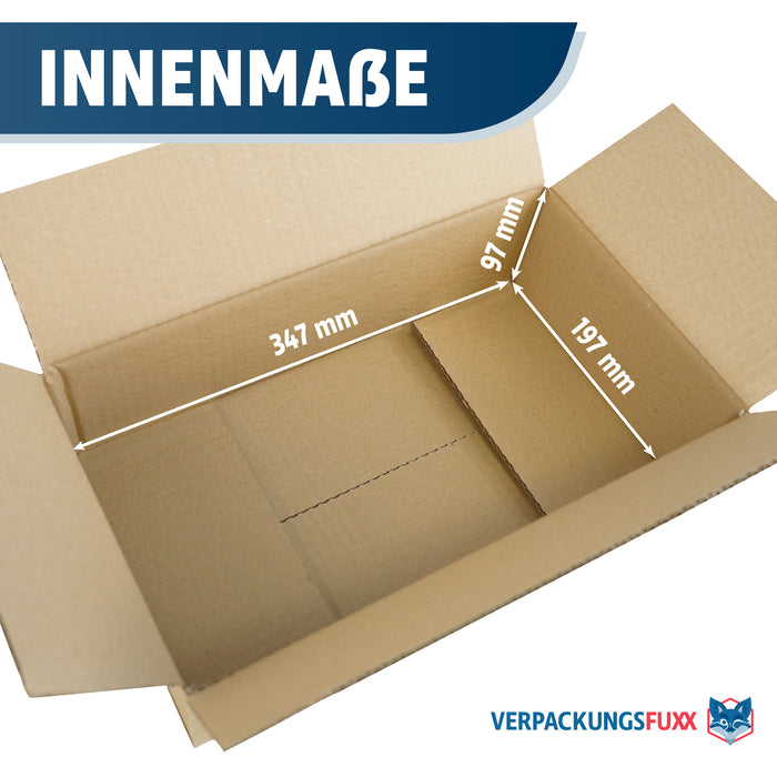Faltkarton 350 x 200 x 100 mm, 1-wellig, braun, Versandkarton