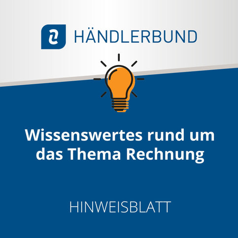 Produktbild zum Hinweiblatt Rechnung: Glühbirne auf blauem Hintergrund