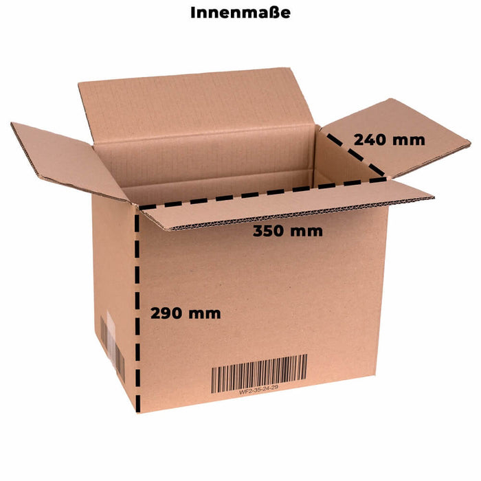 Karton von smiley pack 350 x 240 x 290 mm (zweiwellig) mit Höhenriller bei 180/220 mm